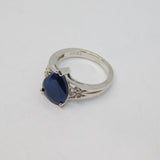 Sterling Silver Blue & White Sapphire Peardrop Dress Ring Vintage c1970 Size J