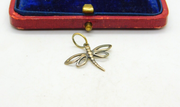 White Metal With Gold Plate Dragonfly Charm Pendant Vintage c1970