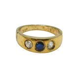 800 Silver Gilt Sapphire & Spinel Italian Band Ring Modern c2000 Size M 1/2