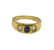 800 Silver Gilt Sapphire & Spinel Italian Band Ring Modern c2000 Size M 1/2