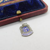 Sterling Silver and Enamel Evesham Travel Shield Charm Pendant Vintage c1970