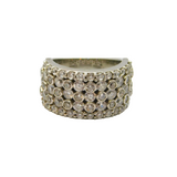 Sterling Silver CZ Circles Pattern Graduating Band Ring Modern c1990 Size J