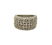 Sterling Silver CZ Circles Pattern Graduating Band Ring Modern c1990 Size J