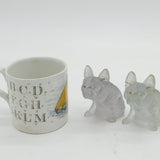 Czech Novelty Large Moulded Glass Bulldog Figurines Antique c1920 Art Deco