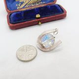 Sterling Silver Good Luck Horseshoe Crystal Ball Charm Pendant Vintage c1970