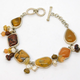 Sterling Silver & Multi-Stone Jasper Bracelet Vintage c1970