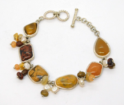 Sterling Silver & Multi-Stone Jasper Bracelet Vintage c1970