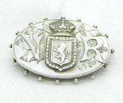 Victorian Sterling Silver Golden Jubilee Brooch Pin Antique 1886 Birmingham