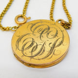 Victorian Rolled Gold Crescent Moon Monogram Sweetheart Necklace Antique