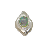 Sterling Silver Synthetic Opal Ellipse Charm Pendant Modern c1990s