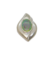 Sterling Silver Synthetic Opal Ellipse Charm Pendant Modern c1990s