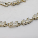 Studio Sterling Silver Walking Elephant Panel Necklace Vintage c1980s