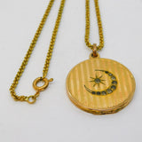 Victorian Rolled Gold Crescent Moon Monogram Sweetheart Necklace Antique