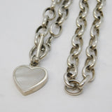 Sterling Silver & Mother of Pearl Cable Link Necklace Vintage c1970s