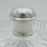 Art Deco Sterling Silver Topped Cut Crystal Biscuit Barrel Antique 1937 London