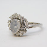 Platinum, Moonstone & 0.75ct Diamond Floral Cluster Ring Vintage Birmingham