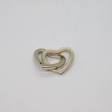 Sterling Silver Single Diamond Set Double Floating Heart Pendant Modern c2000s