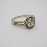 Sterling Silver Cubic Zirconia Set Dress Band Ring Vintage c1970 Size L