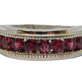 Sterling Silver 9 Channel Set Pink Toumaline Dress Ring Vintage c1970 Size O 1/2