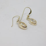 Pair of Sterling Silver Ellipse Shape CZ Set Drop Earrings Vintage c1970
