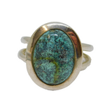 Sterling Silver Chunky Turquoise Cabochon Studio Style Ring Vintage c1970 Size P