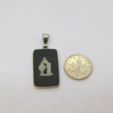 Sterling Silver Wedgwood Black & White Cameo Drop Charm Pendant Vintage c1970