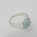 Sterling Silver Light Blue Topaz Flower Dress Band Ring Vintage c1970 Size P