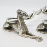 19th Century Pair of Cast .900 Silver Greyhound & Hunting Crop Cutlery Rests