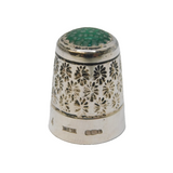Sterling Silver Green Glass Set Sewing Thimble Vintage 1978 Birmingham