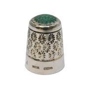 Sterling Silver Green Glass Set Sewing Thimble Vintage 1978 Birmingham