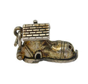 Sterling Silver Opening Family in the Shoe Charm Pendant Vintage c1970s