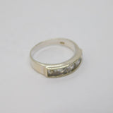 Sterling Silver Paste Set Half Eternity Band Ring Vintage c1970 Size J
