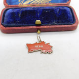 Sterling Silver Red Enamel Herm Island Charm Pendant Vintage c1970