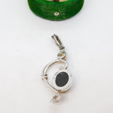 Sterling Silver Baltic Amber Swirl Charm Pendant Vintage c1970