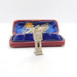 Sterling Silver Opening Grandfather Long Case Clock Charm Pendant Vintage c1970