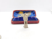 Sterling Silver Opening Grandfather Long Case Clock Charm Pendant Vintage c1970