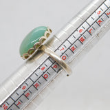 Sterling Silver Cabochon Green Moss Agate Dress Ring Vintage c1970 Size O 1/2