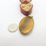 Sterling Silver Tigers Eye Charm Pendant Vintage c1970