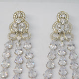 Pair of Large Sterling Silver Crystal Set Sparkling Statement Earrings Vintage