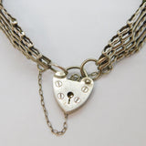 Sterling Silver Heart Padlock Clasp 6 Bar Gate Bracelet Vintage 1977 London