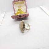 Sterling Silver Large Ammonite Fossil Set Statement Ring Vintage c1990