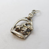 Sterling Silver Showjumping Horse Stirrup Charm Pendant Vintage c1970s