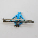 Edwardian Sterling Silver & Enamel Novelty Monkey Bar Brooch Antique c1910
