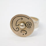 Studio Sterling Silver Spinning Crazy Face Ring Vintage c1970
