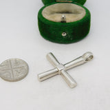Sterling Silver Modernist Cross Charm Pendant Vintage c1970