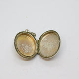 Sterling Silver Floral Pattern Oval Locket Charm Pendant Vintage c1970