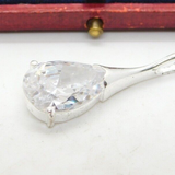 Sterling Silver Crystal Droplet Charm Pendant Vintage c1970