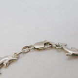Sterling Silver Novelty Dolphin Pattern Panel Bracelet Vintage c1980s