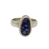 Sterling Silver Mexican Dichroic Glass Studio Dress Ring Vintage c1990 Size L