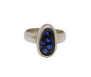 Sterling Silver Mexican Dichroic Glass Studio Dress Ring Vintage c1990 Size L
